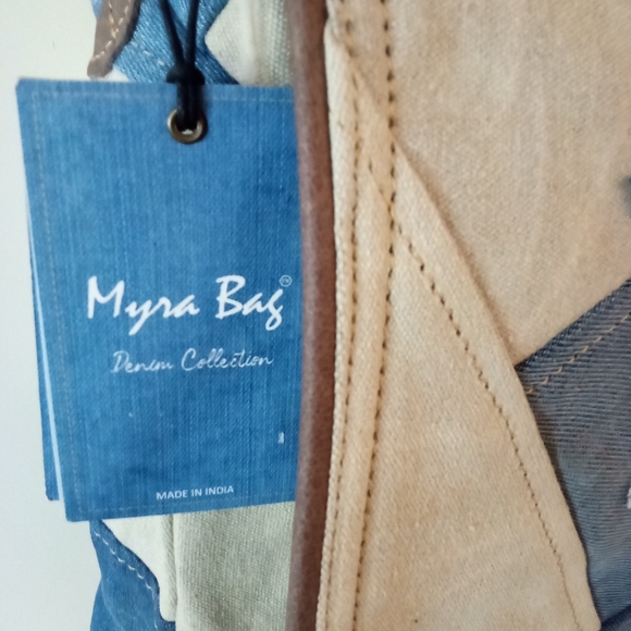 NWT Myra Bag Co Denim & Leather Shoulder Bag - Picture 3 of 9
